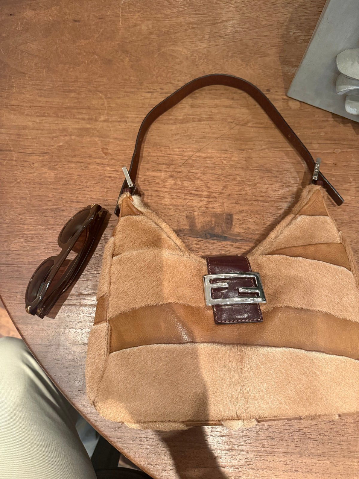 Vintage Fendi Pony Hair & Leather Shoulder Bag