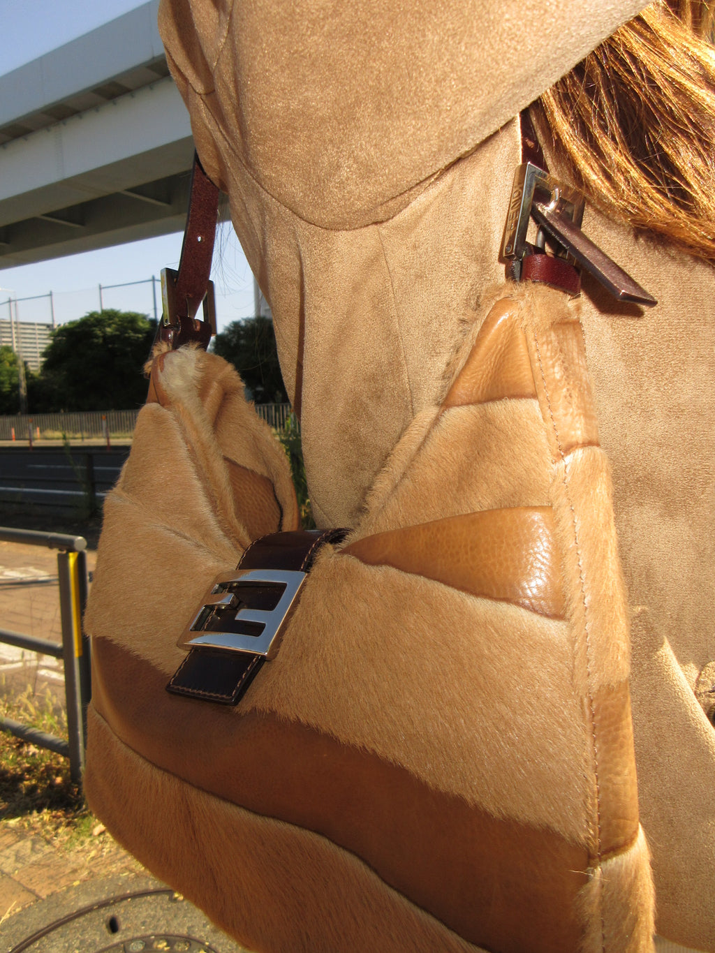 Vintage Fendi Pony Hair & Leather Shoulder Bag
