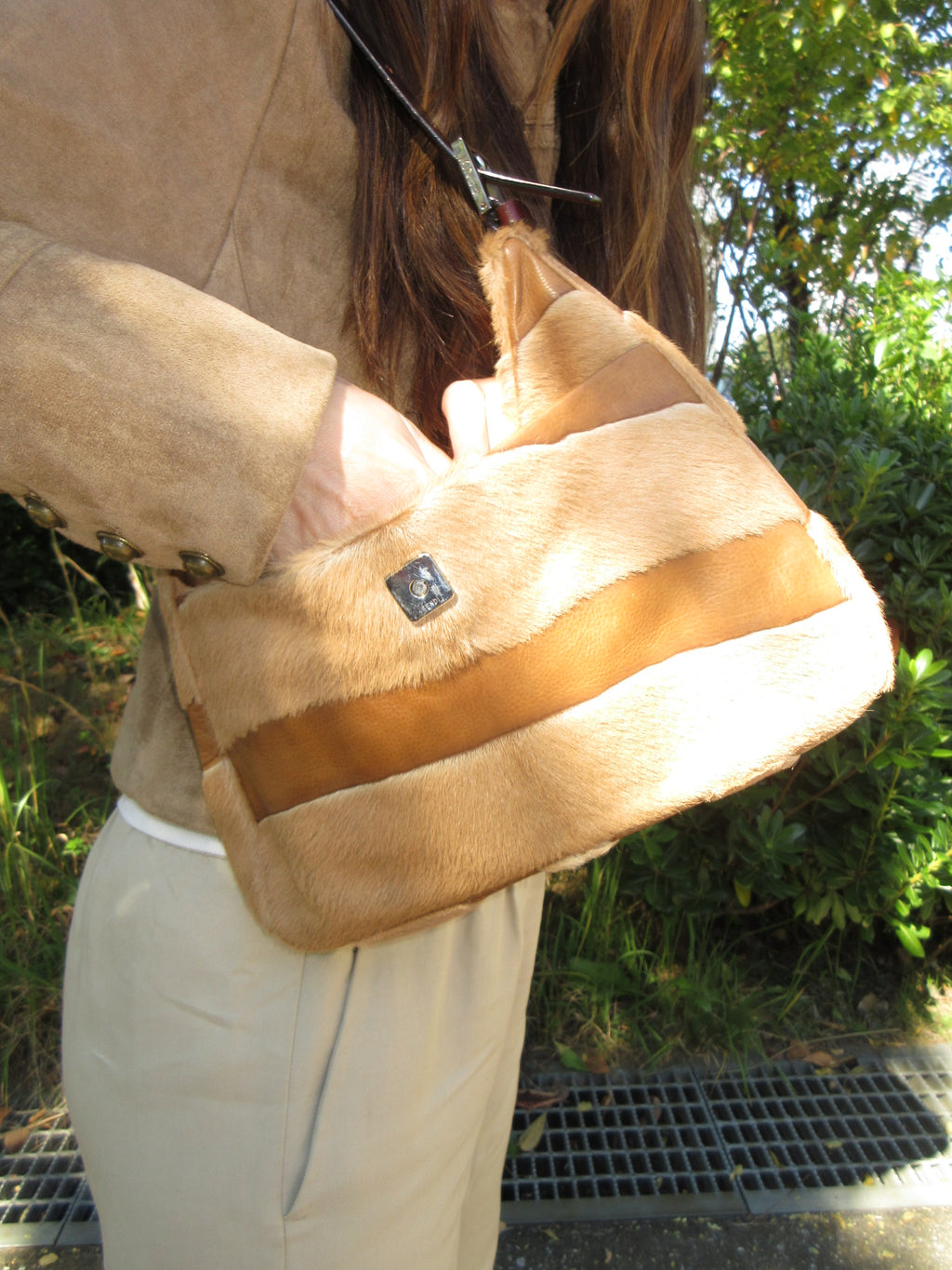 Vintage Fendi Pony Hair & Leather Shoulder Bag