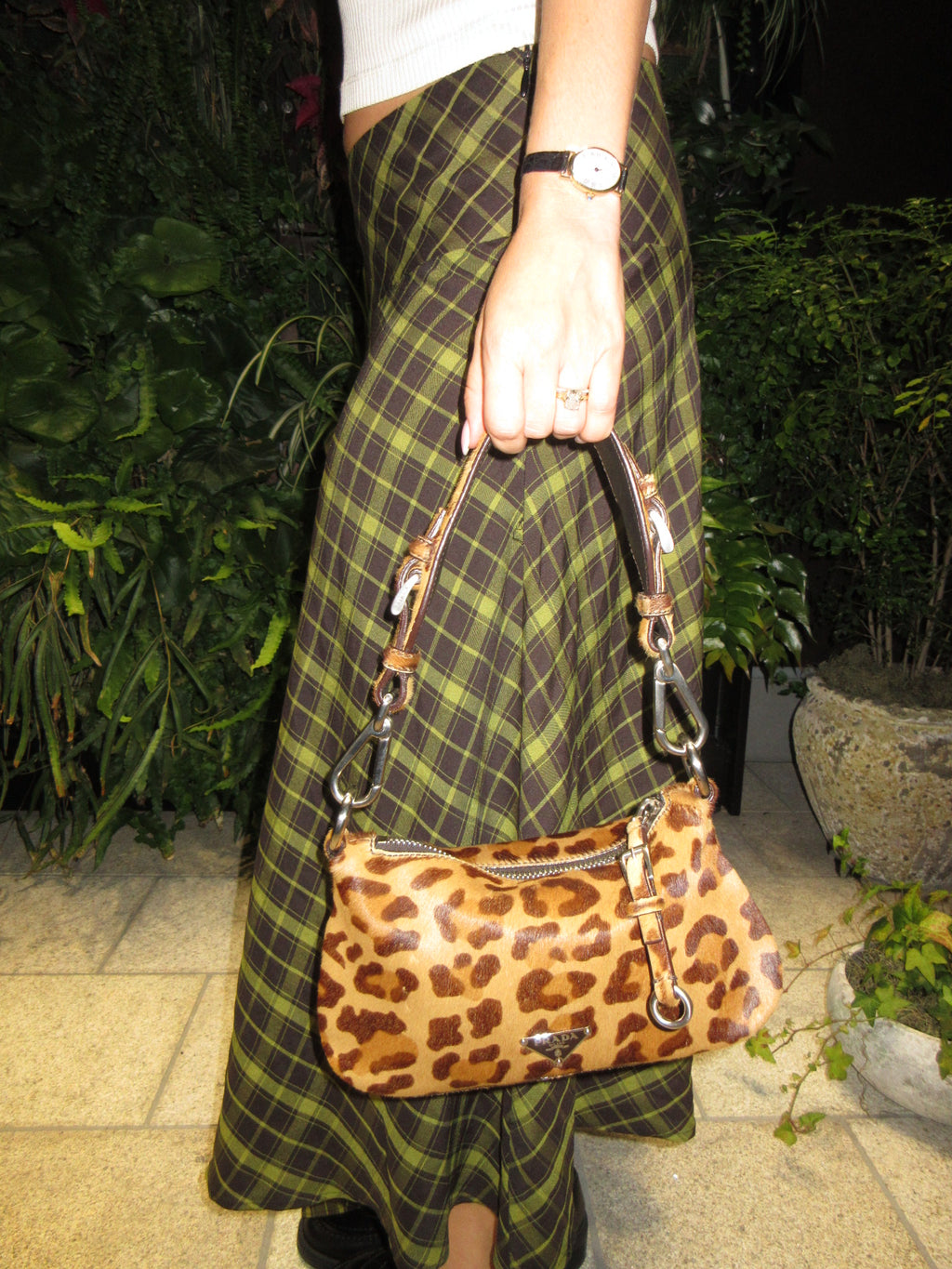 Vintage Prada Leopard Pony Hair Shoulder Bag