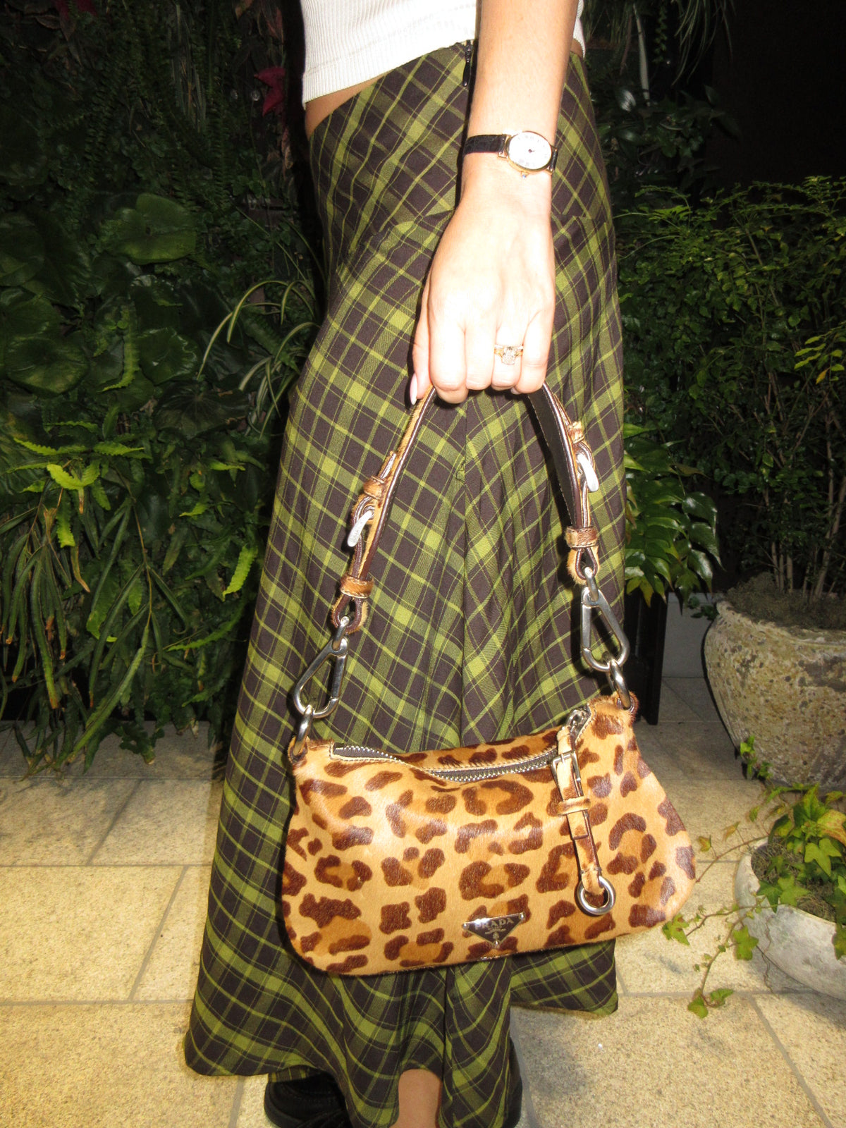 Vintage Prada Leopard Pony Hair Shoulder Bag
