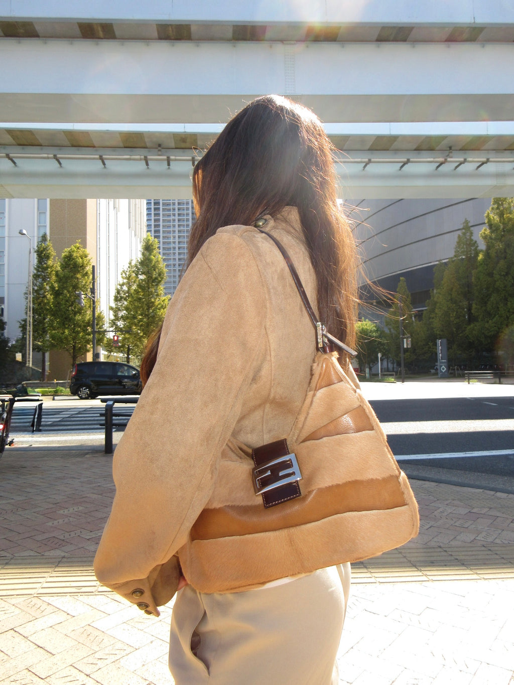 Vintage Fendi Pony Hair & Leather Shoulder Bag