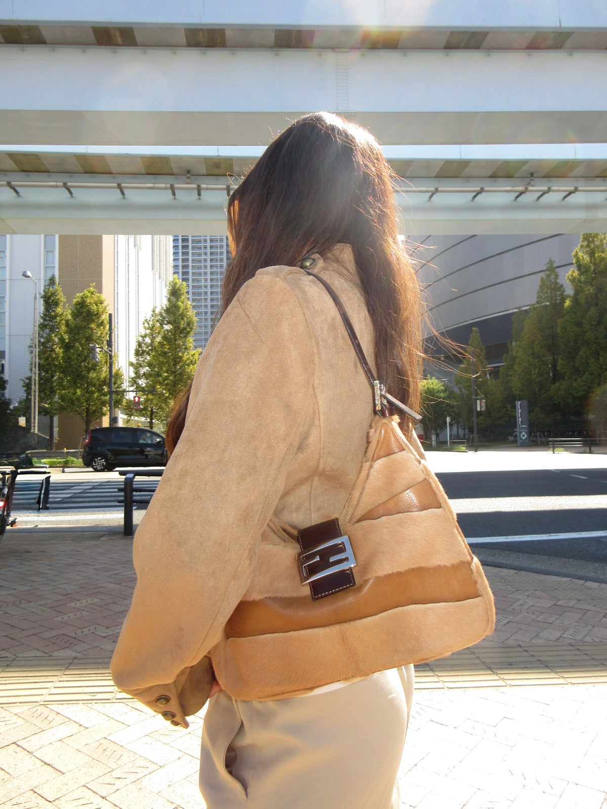 Vintage Fendi Pony Hair & Leather Shoulder Bag