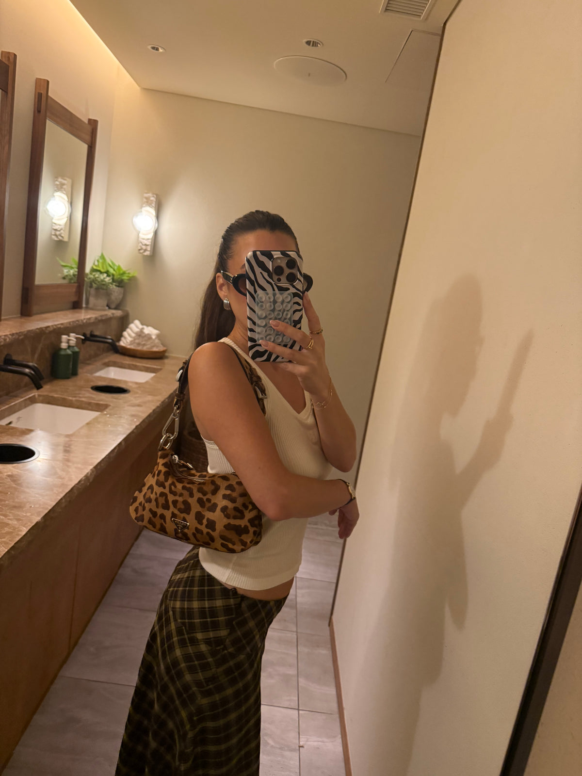 Vintage Prada Leopard Pony Hair Shoulder Bag