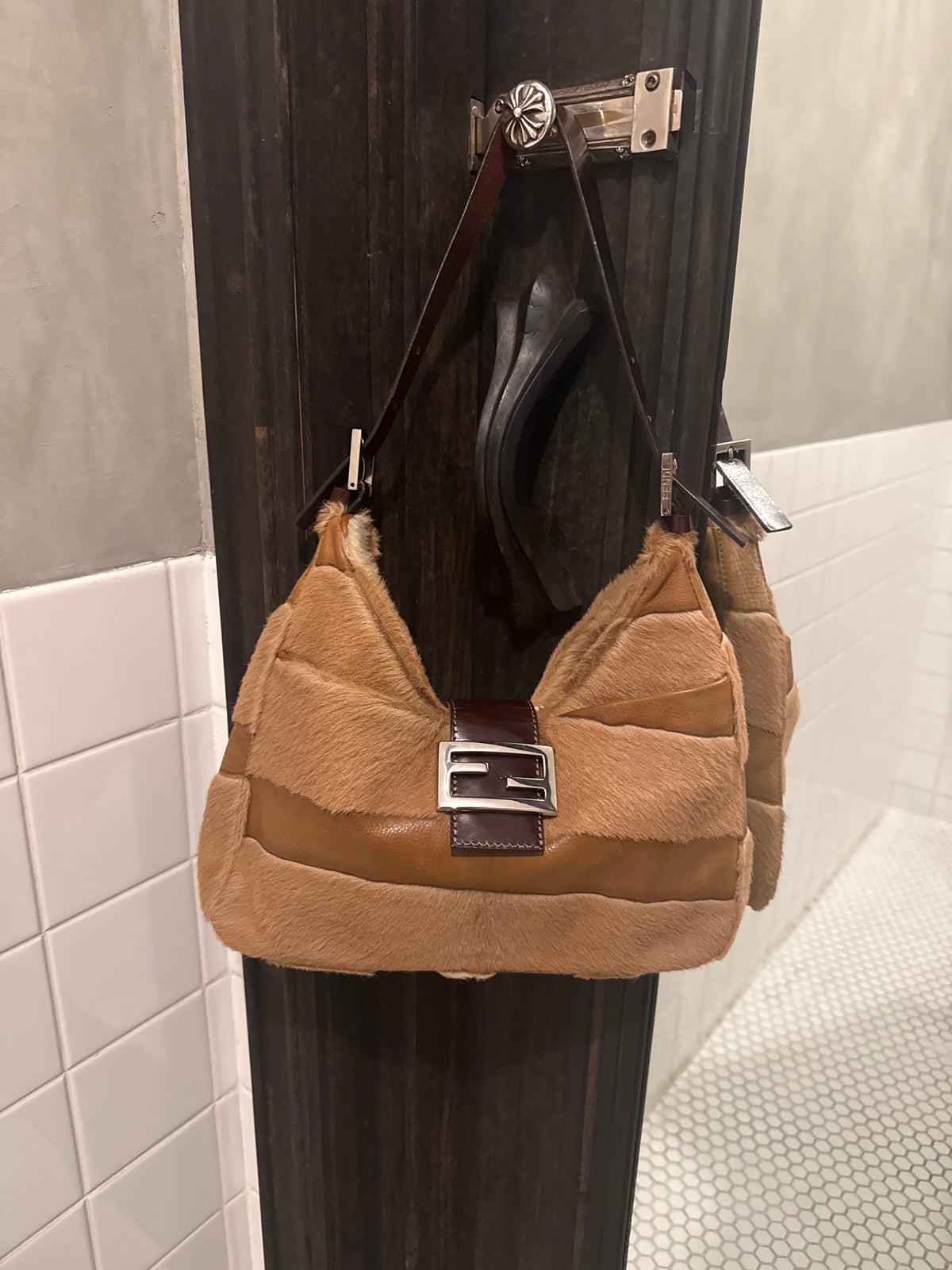 Vintage Fendi Pony Hair & Leather Shoulder Bag