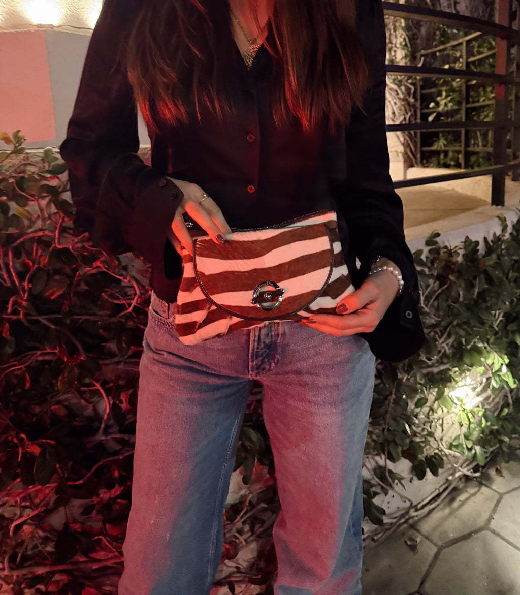Vintage Dior Pony Hair Zebra Clutch