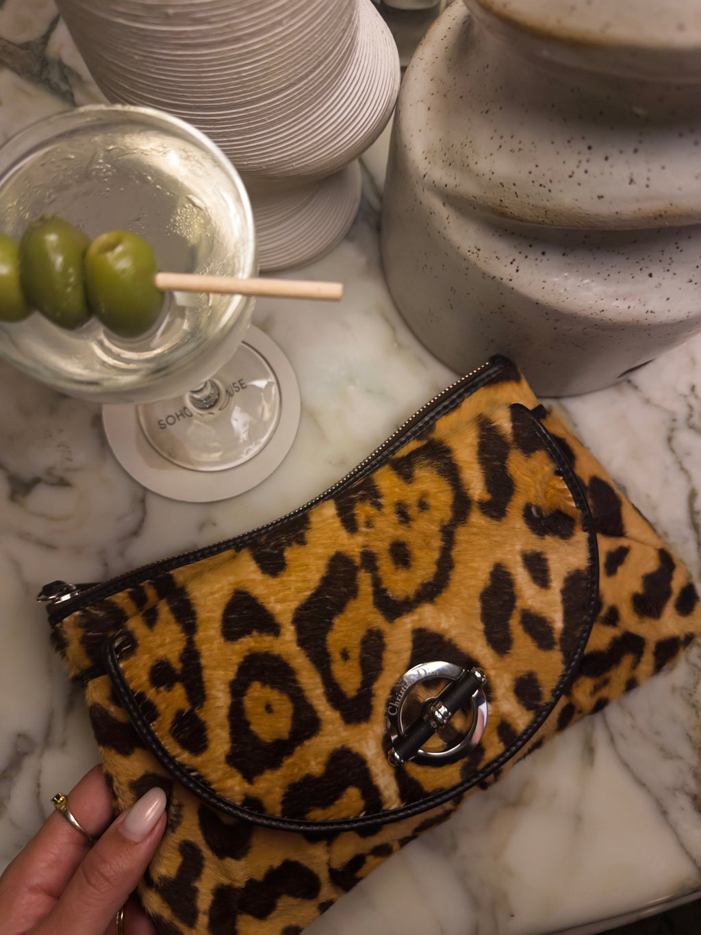 Vintage Dior Pony Hair Leopard Clutch