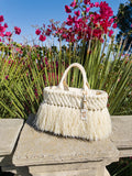 Vintage Prada Raffia Fringe Tote Bag
