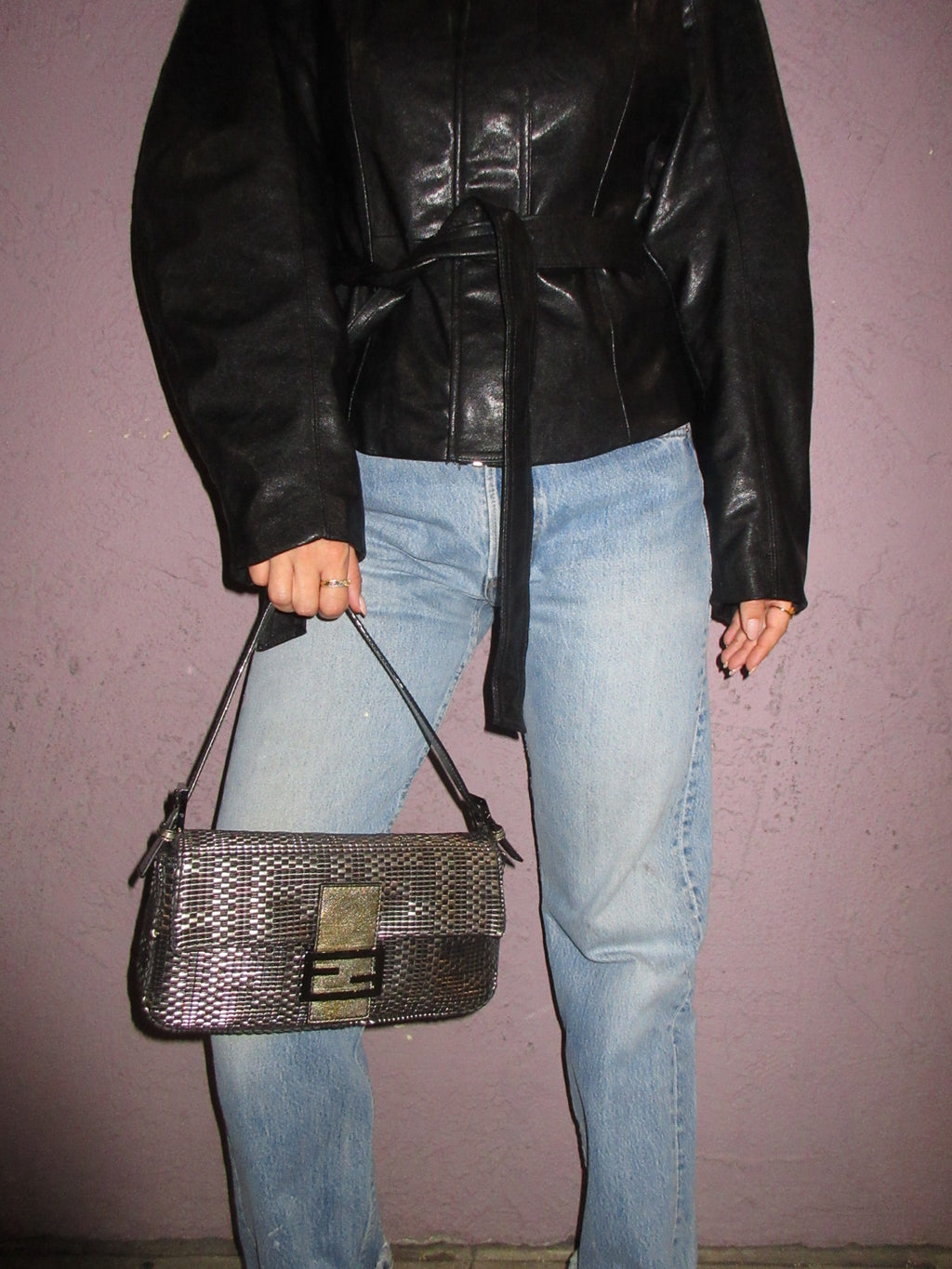 Vintage Fendi Metallic Woven Baguette