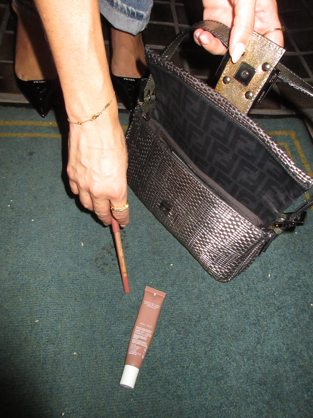 Vintage Fendi Metallic Woven Baguette