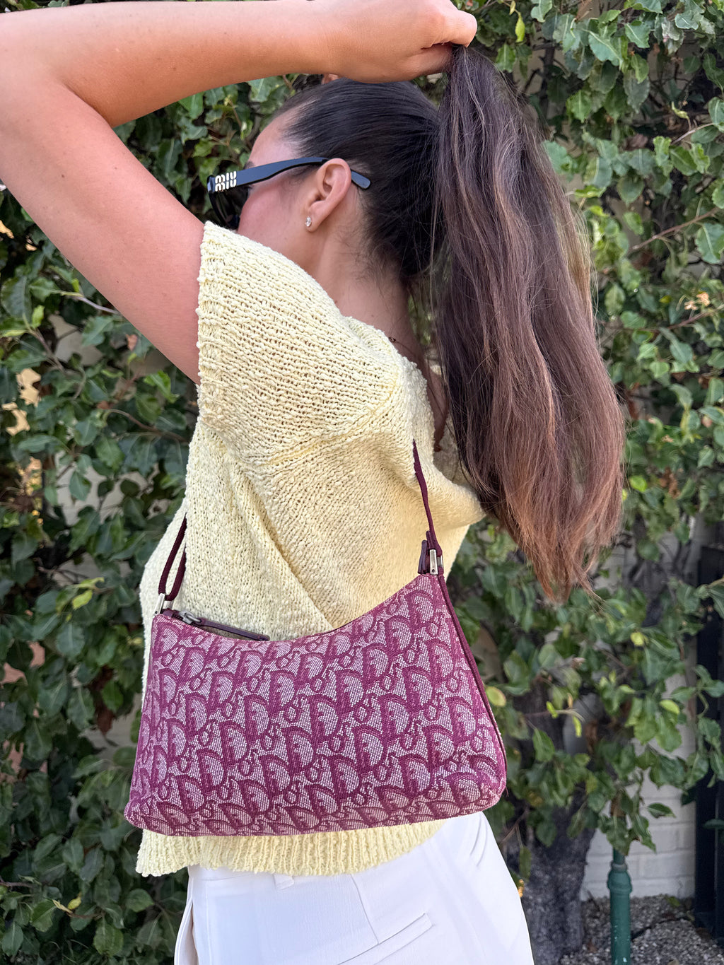 Vintage Christian Dior Trotter Shoulder Bag - Raspberry