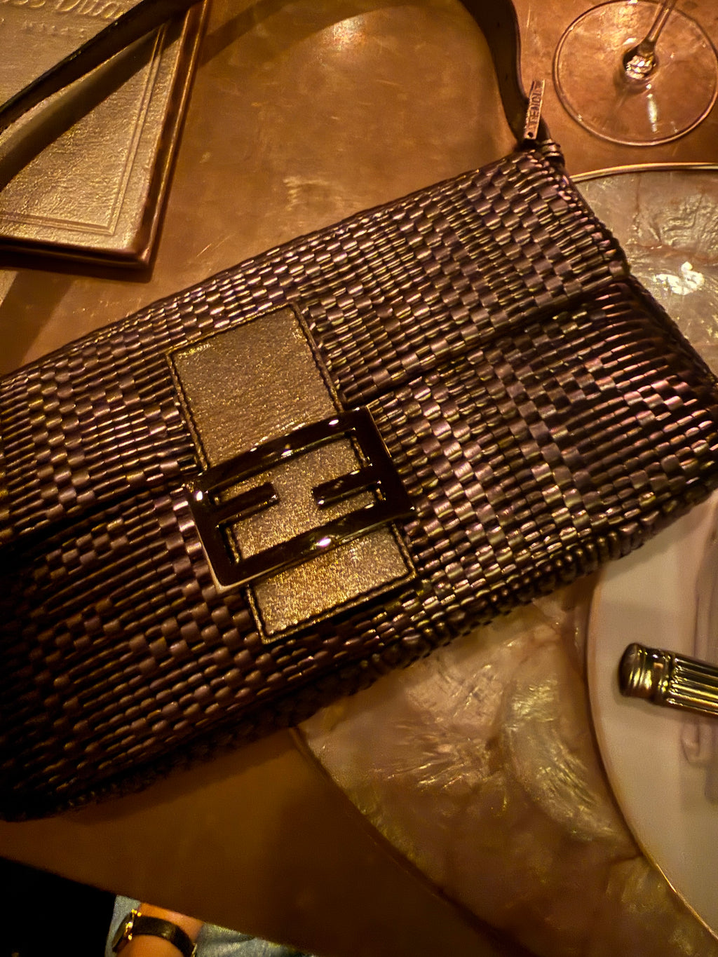 Vintage Fendi Metallic Woven Baguette