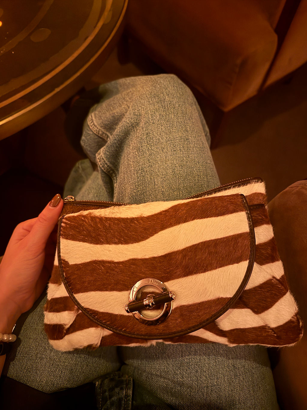 Vintage Dior Pony Hair Zebra Clutch