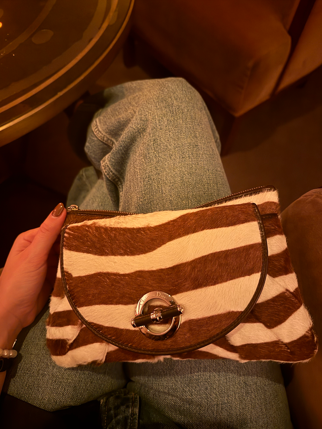 Vintage Dior Pony Hair Zebra Clutch