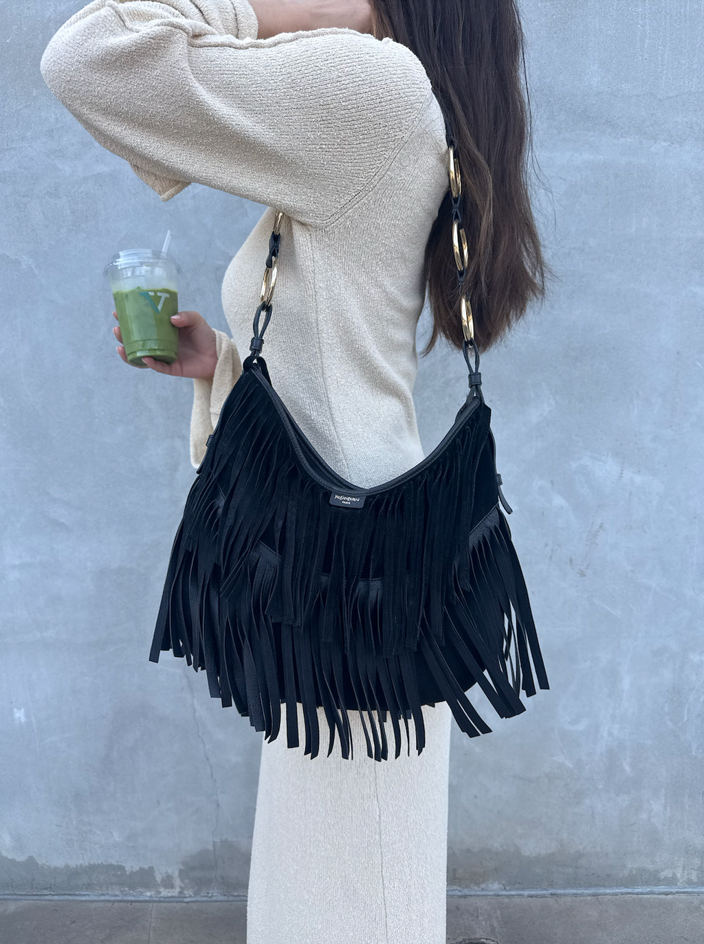 Vintage YSL Suede Fringe Hobo Bag