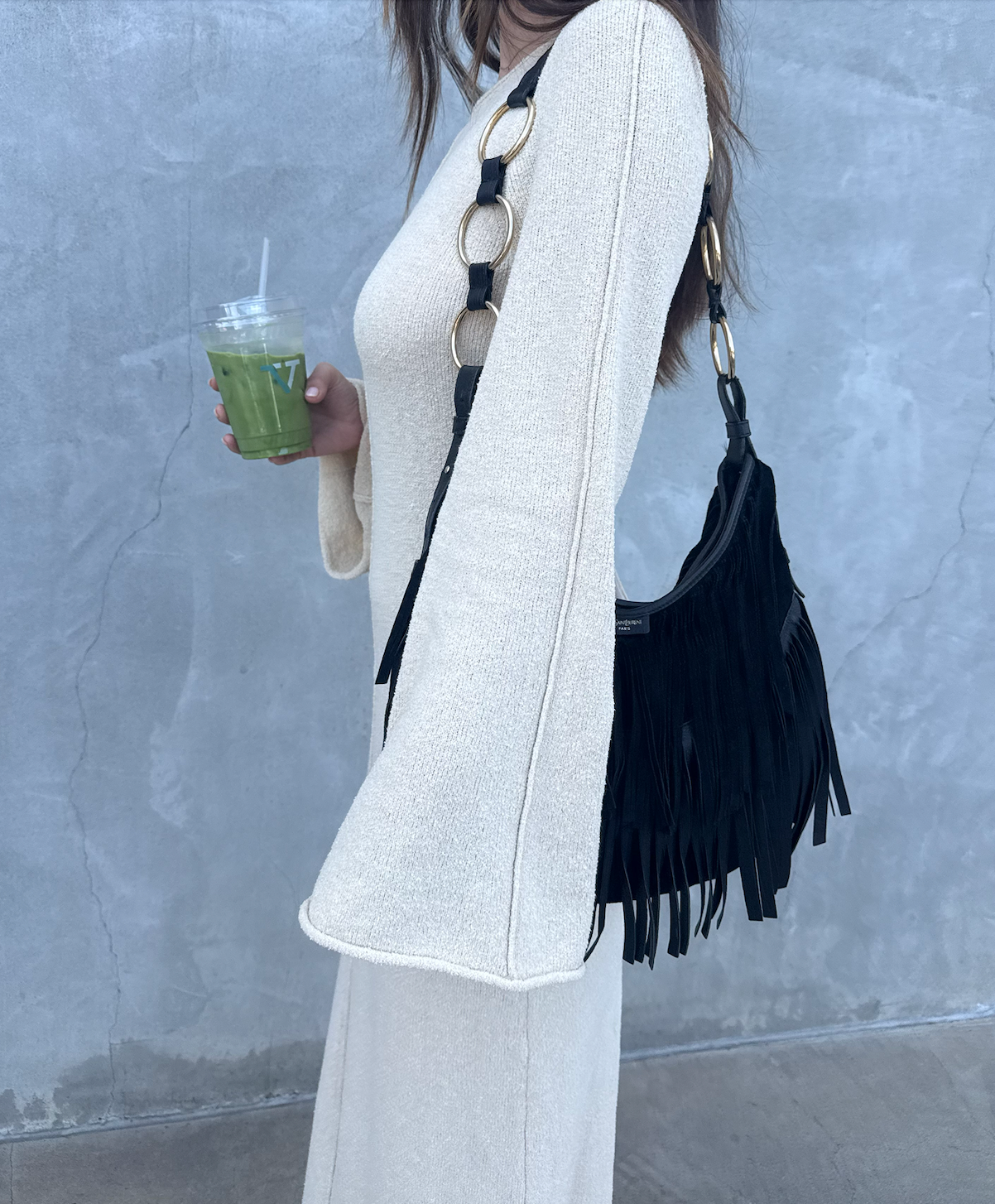 Vintage YSL Suede Fringe Hobo Bag