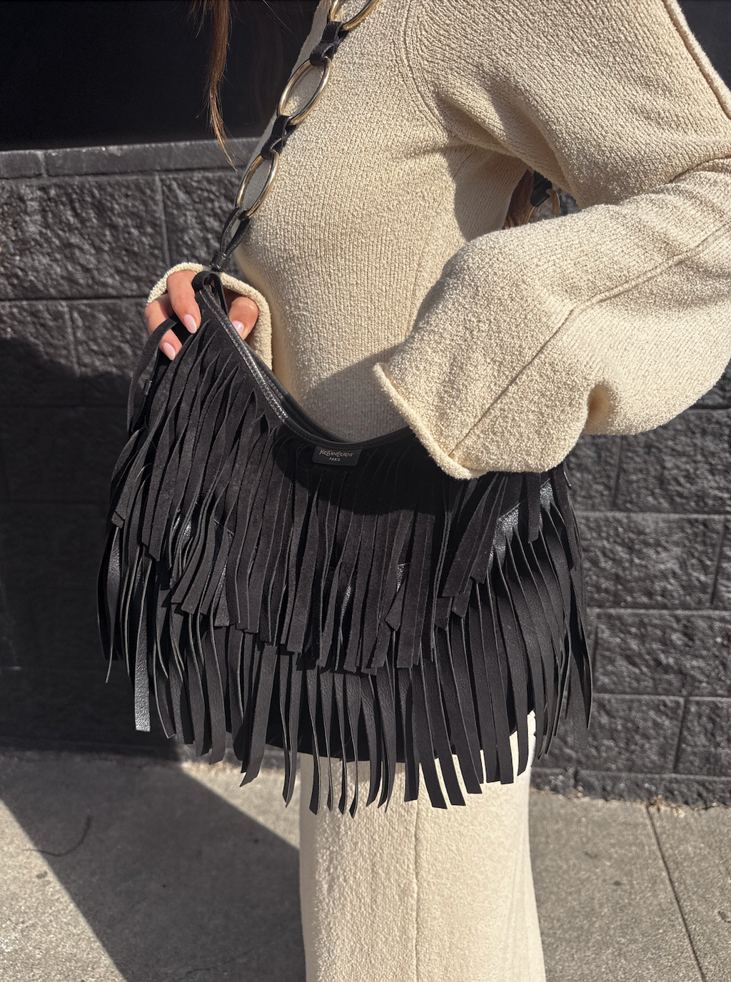 Vintage YSL Suede Fringe Hobo Bag