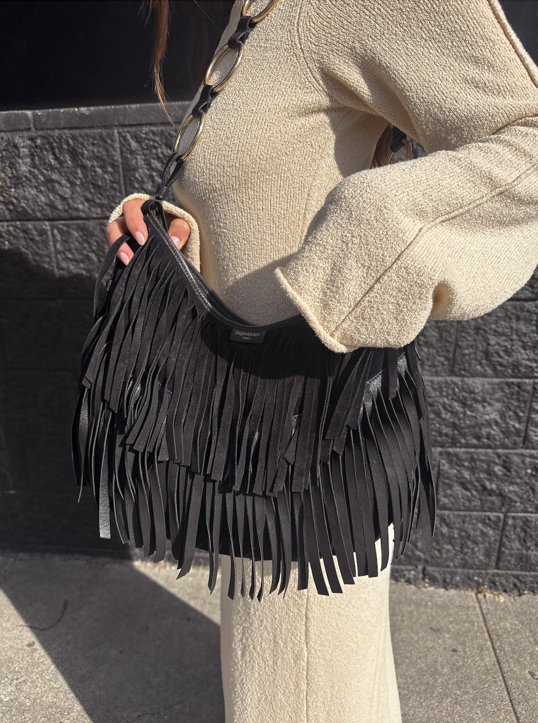 Vintage YSL Suede Fringe Hobo Bag