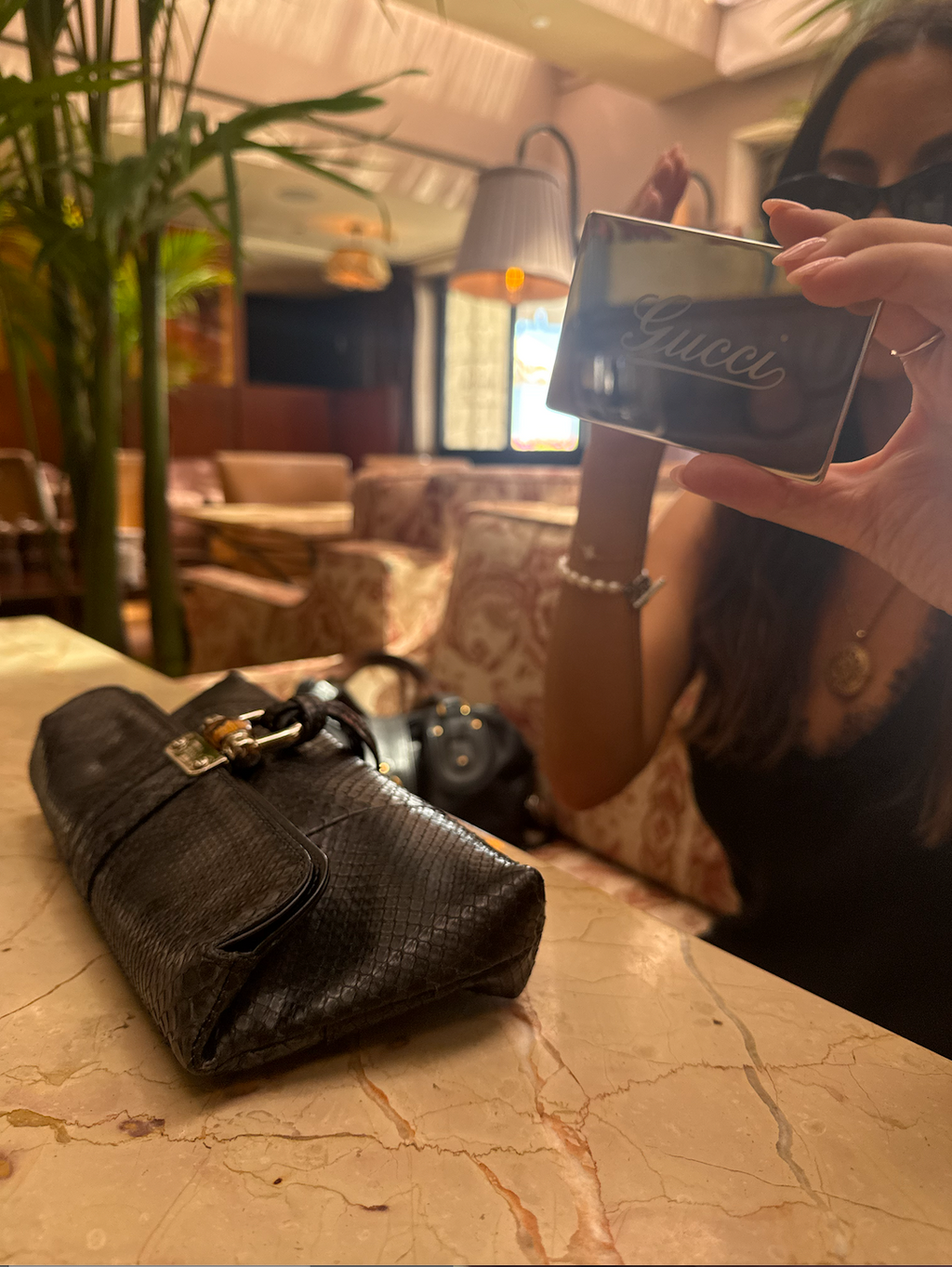 Tom Ford Gucci Green & Black Python Clutch