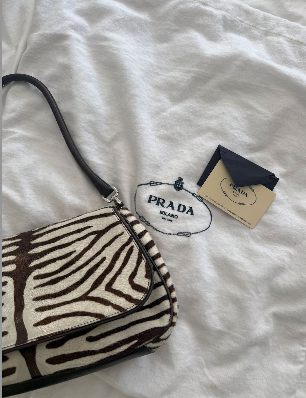 Vintage Prada Zebra Pony Hair Shoulder Bag