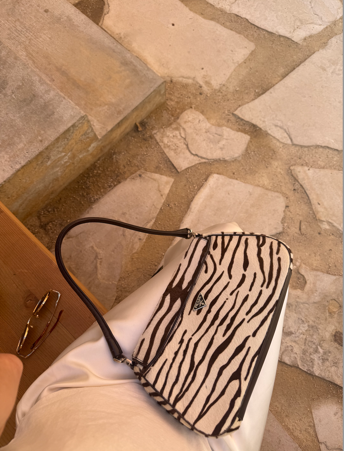 Vintage Prada Zebra Pony Hair Shoulder Bag