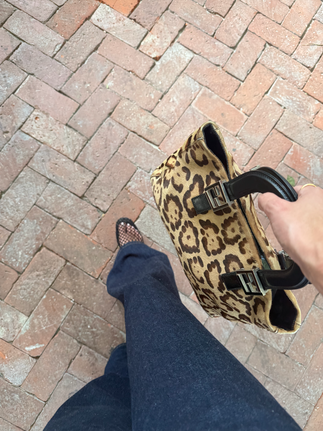 Vintage Fendi Leopard Pony Hair Tote Bag