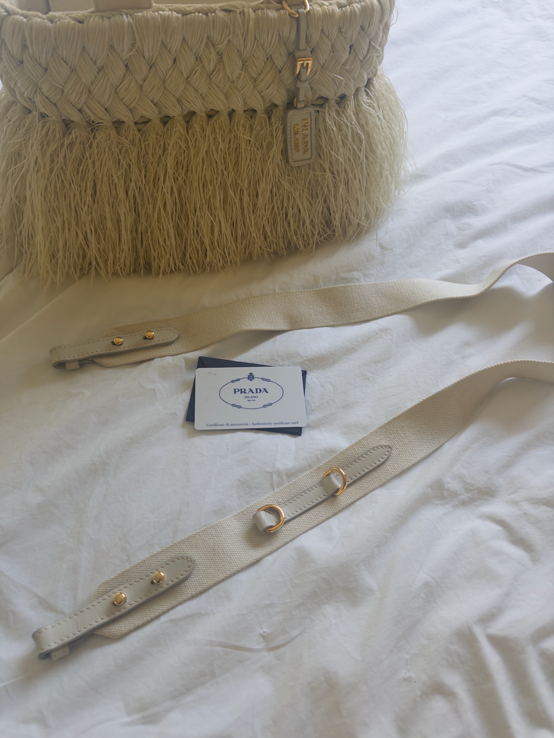 Vintage Prada Raffia Fringe Tote Bag