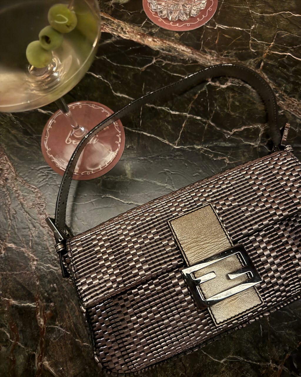 Vintage Fendi Metallic Woven Baguette