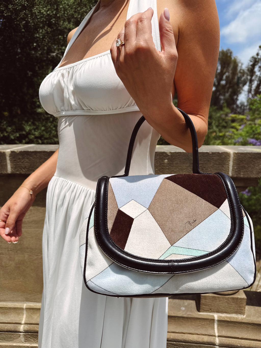 Vintage Emilio Pucci Velvet Top-Handle Handbag – Geometric Print