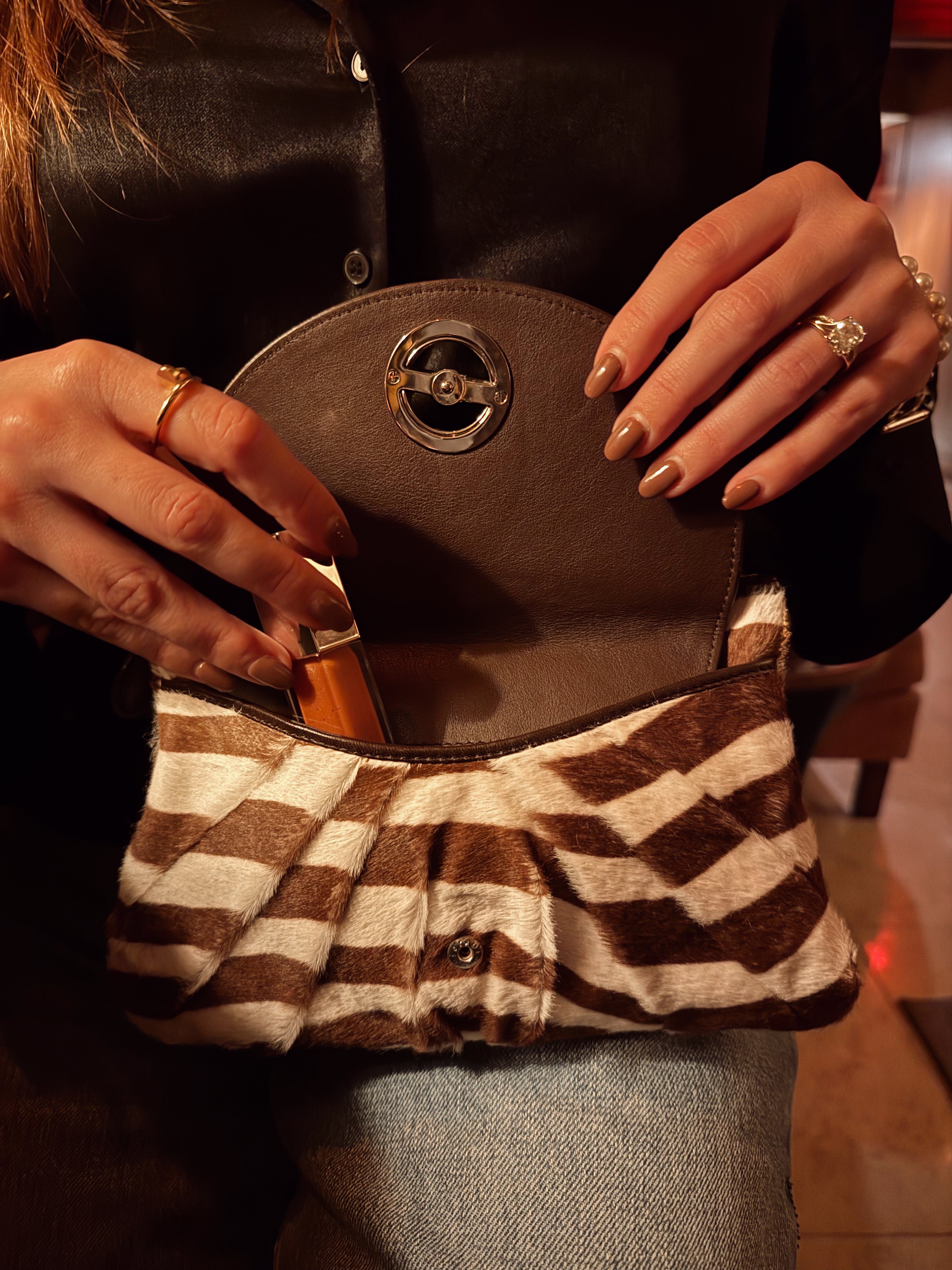 Vintage Dior Pony Hair Zebra Clutch