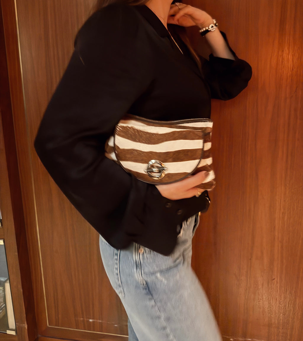 Vintage Dior Pony Hair Zebra Clutch