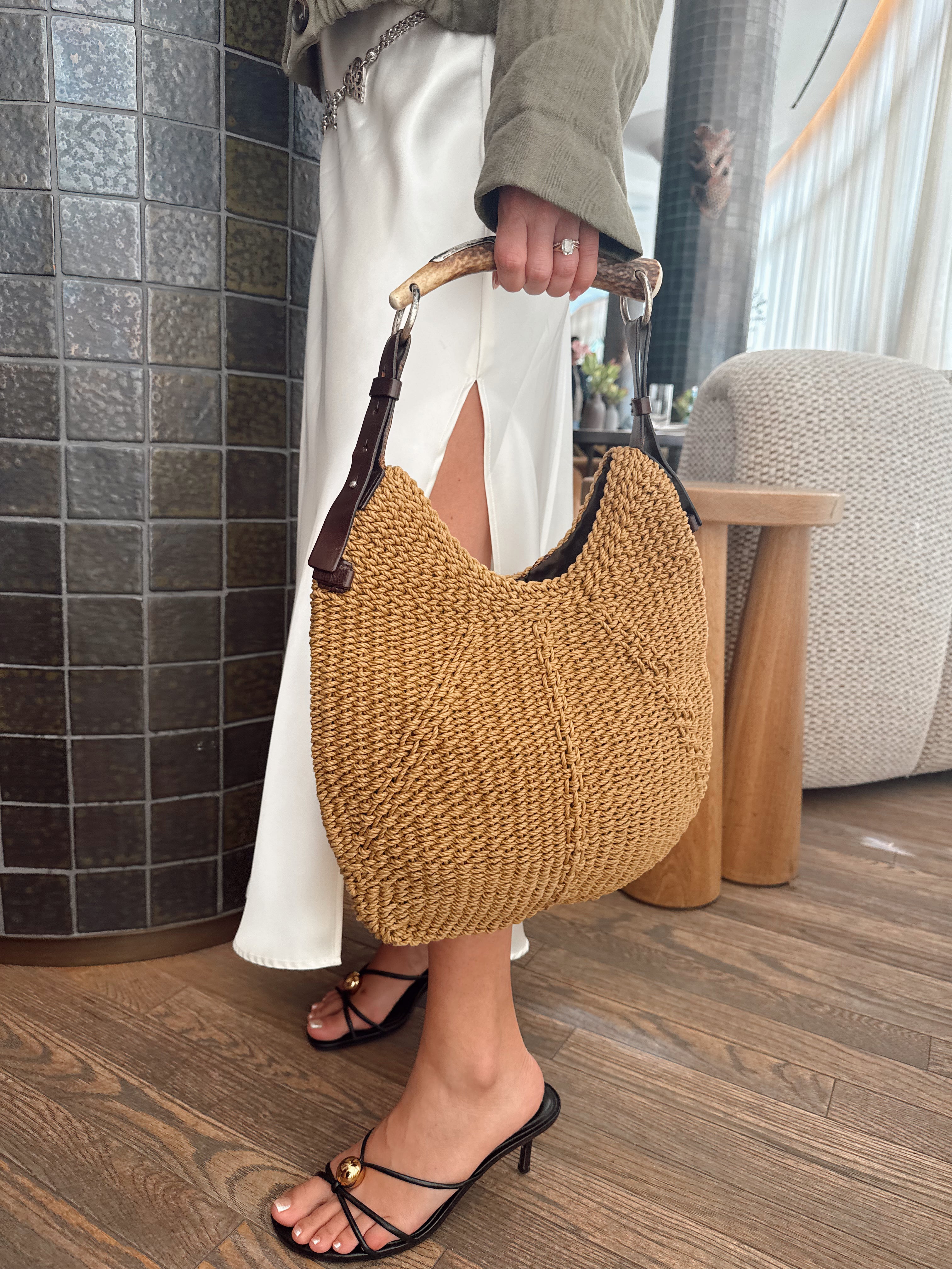 Vintage YSL Mombasa Raffia Hobo Bag