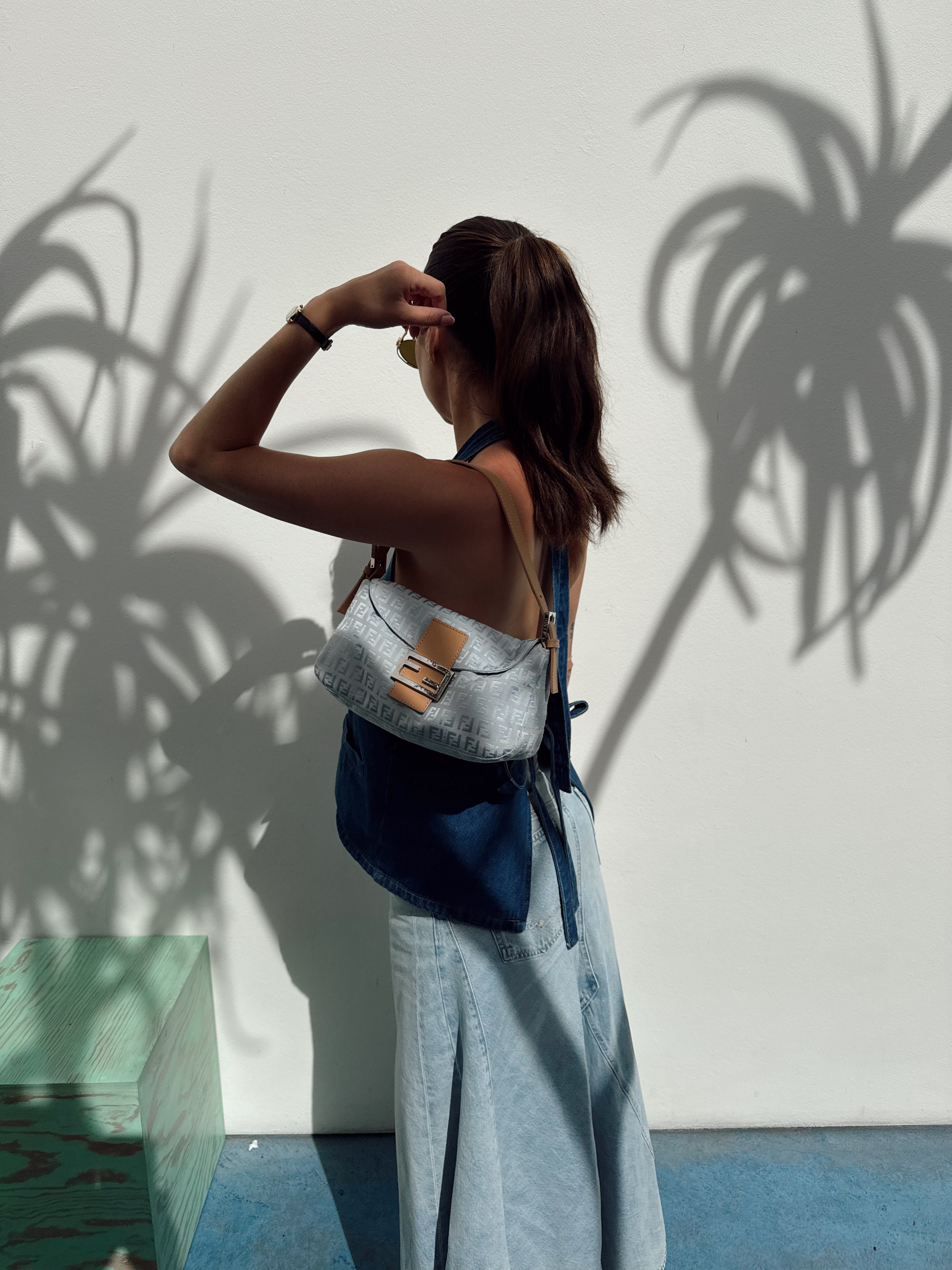 Vintage Fendi Zucca Baguette in Baby Blue