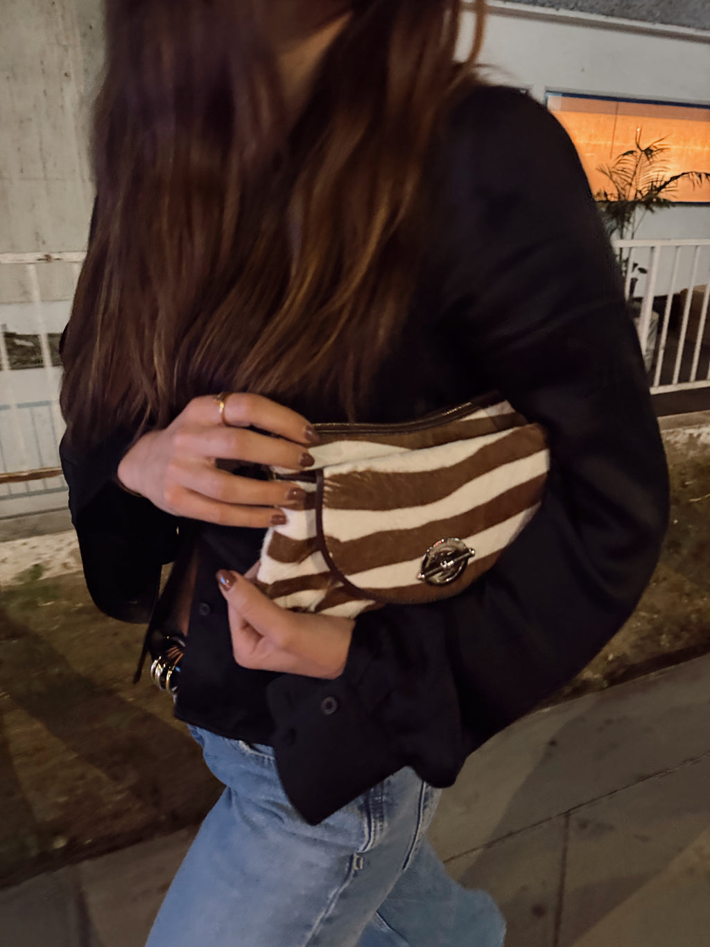 Vintage Dior Pony Hair Zebra Clutch