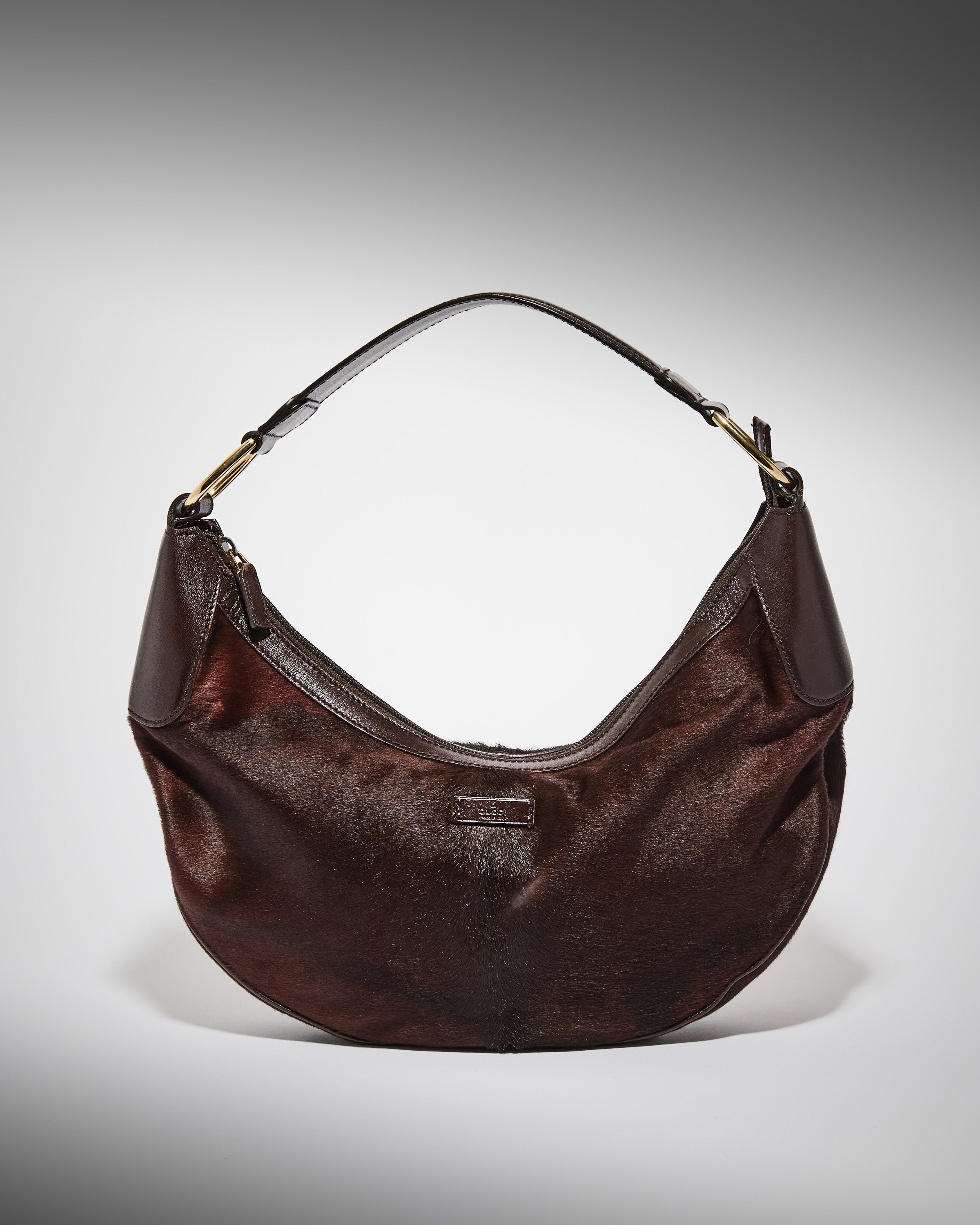 Vintage Gucci pony hair hobo bag in brown with leather trim
