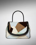 Vintage Pucci velvet handbag with geometric patchwork design and black top handle